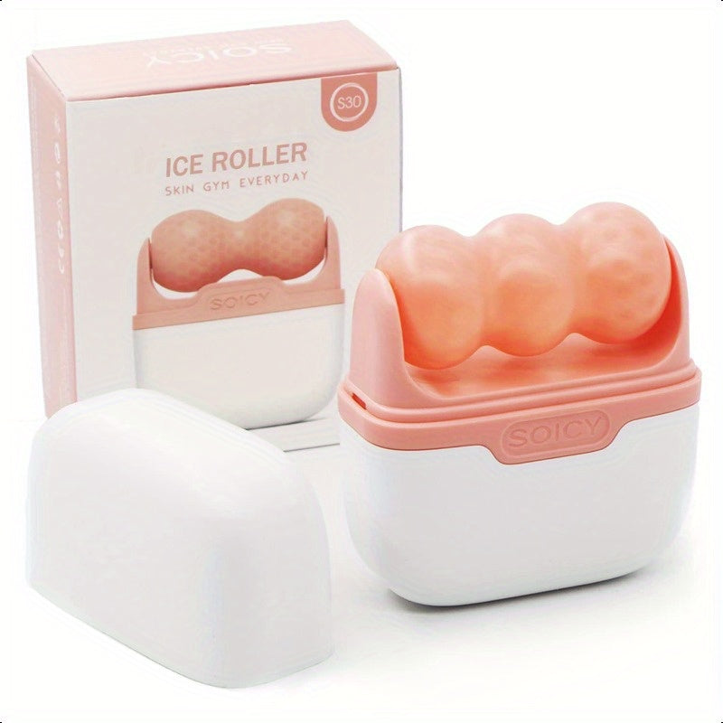 Ice Roller for Face and Eyes Facial Skin Care Tools with 2 in 1 Face Roller and Travel Case S Care Gift for Men Women Pink